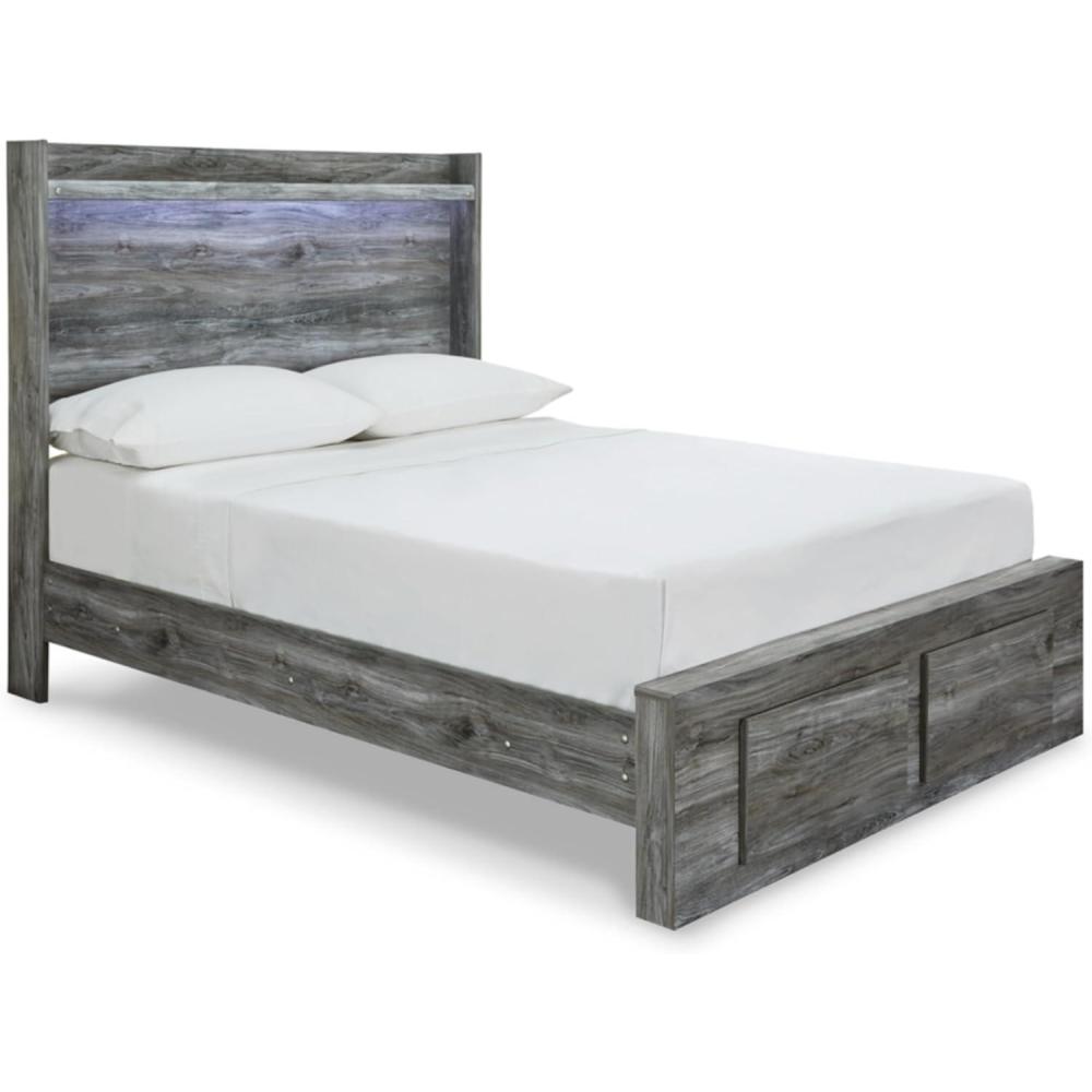 imageSignature Design by Ashley Baystorm Casual Queen Panel Platform Bed with 2 Storage Drawers and LED Light Foundation or Box Spring Not Needed GrayGrey