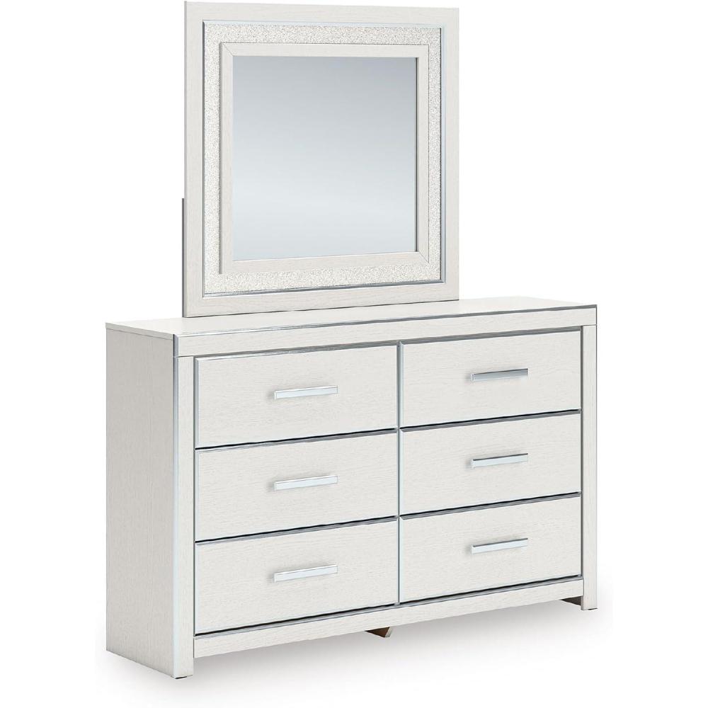 imageSignature Design by Ashley Birmonton Glam 6Drawer Dresser and Mirror with Safety Stop White