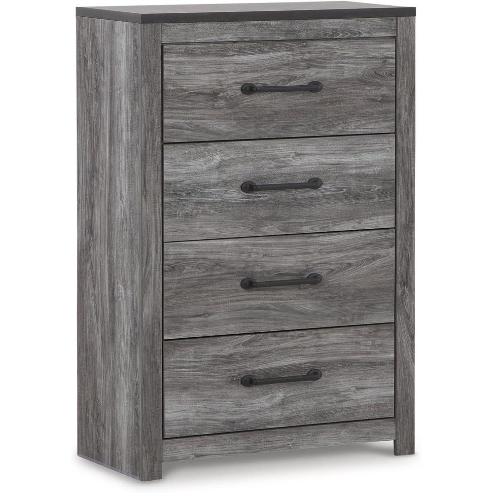imageSignature Design by Ashley Bronyan Chest of Drawers Tall Bedroom Dresser with 4 SmoothGliding Drawers Storage Furniture with TwoTone Smoky Gray and Charcoal Finish