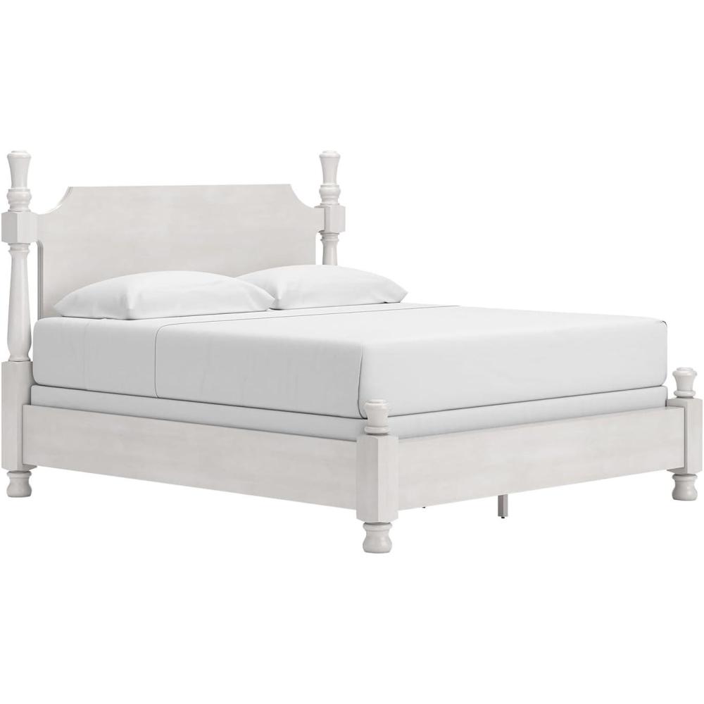 imageSignature Design by Ashley Chadworth Traditional Poster Bed Foundation or Box Spring Needed King WhiteKing Poster Bed