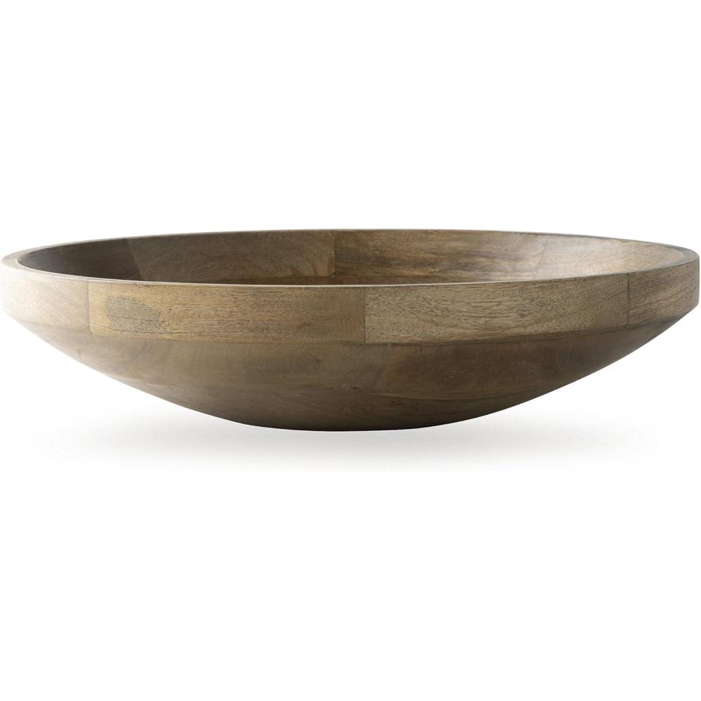 imageSignature Design by Ashley Clayburg Decorative Bowl Wooden Accent With Natural Brown Finish for Fruit Displays and Table Decor Styling FoodSafe Centerpiece 20 W x 45 H