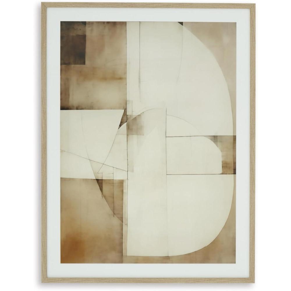 imageSignature Design by Ashley Corlain Contemporary Rectangular Geometric Framed Print Wall Art 30 x 40 Inches White amp Light Brown
