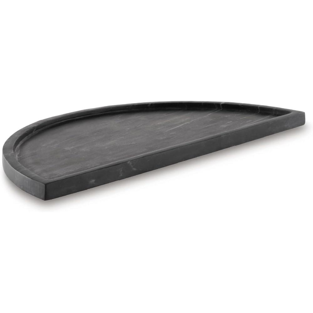 imageSignature Design by Ashley Cortsen Modern Semicircular FoodSafe Marble Tray Black