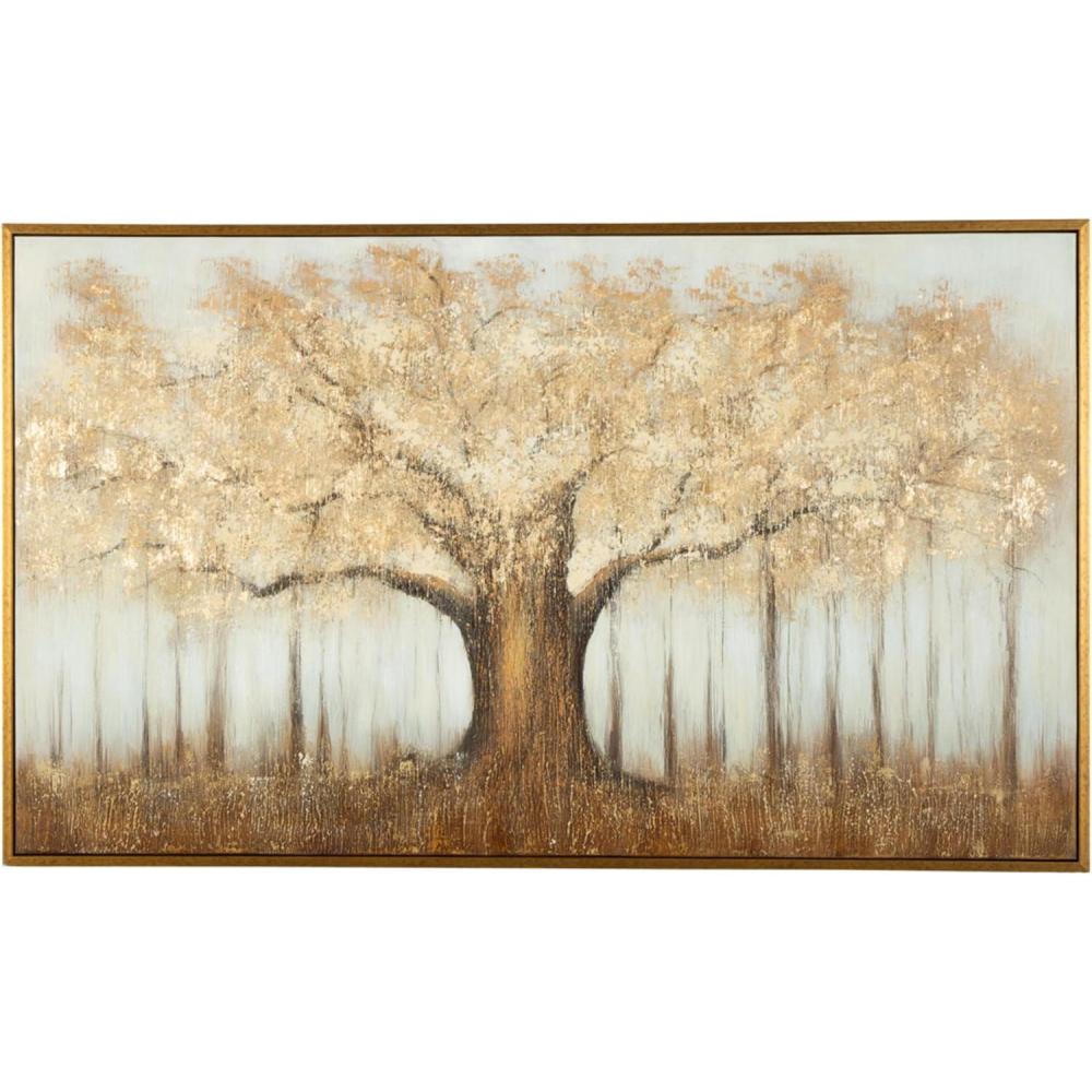 imageSignature Design by Ashley Dalewick Contemporary Hand Painted Tree Wall Art 60 x 36 Inches Metallic amp Light Brown