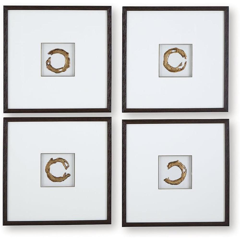 imageSignature Design by Ashley Dallbourne Wall Art Set of 4 Abstract Neutral Framed Decor with Hand Painted Embellishments Shadowbox Design for Living Room or Dining Room Walls