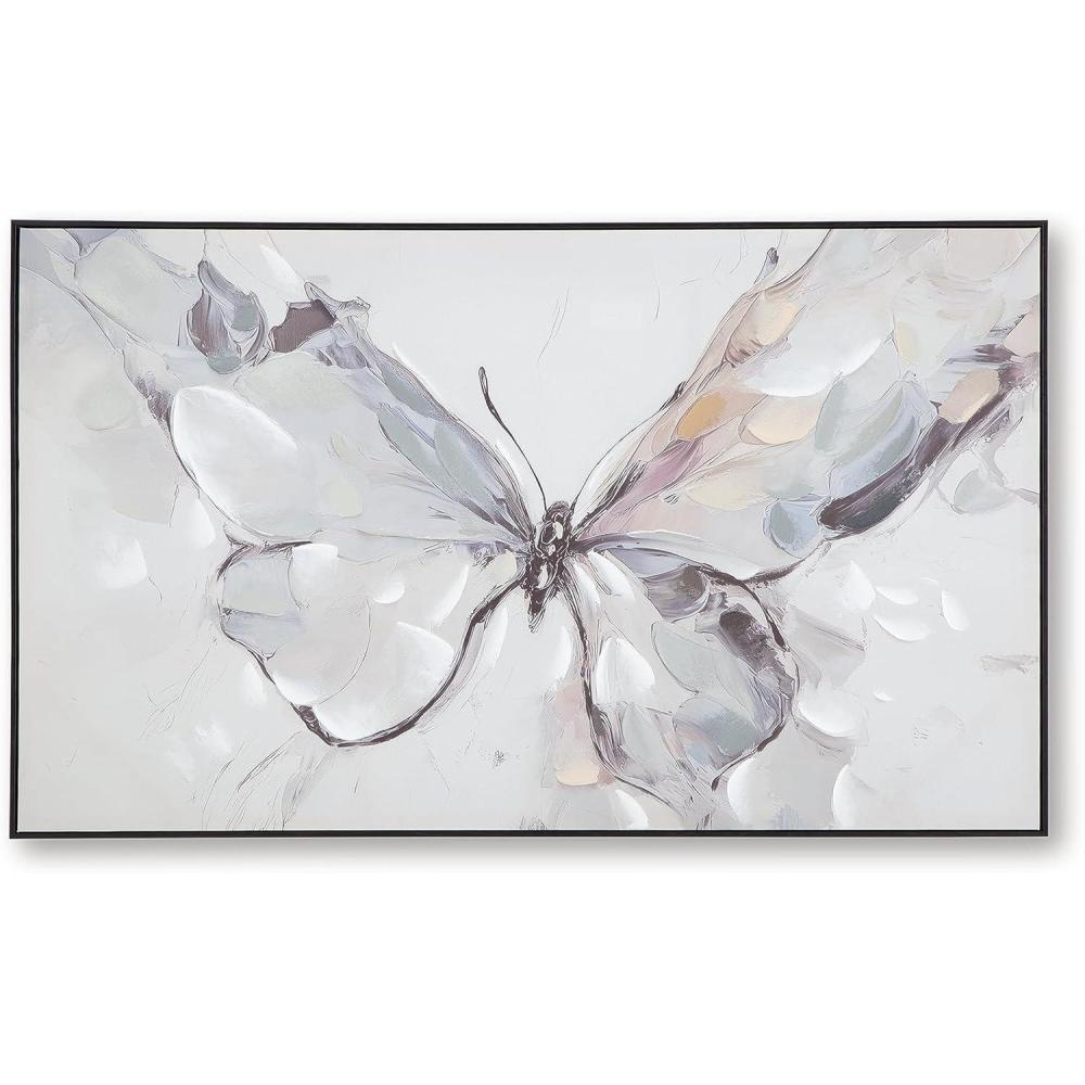 imageSignature Design by Ashley Dashwick Wall Art Large Gallery Wrapped Canvas with Hand Painted Butterfly Black Frame Horizontal Hanging Decor for Living Room Bedroom or Entryway