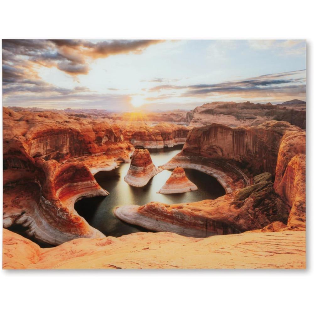 imageSignature Design by Ashley Deemsdon Classic Canyon Rock Glass Wall Art 48 x 36 Inches Blue amp Dark Brown