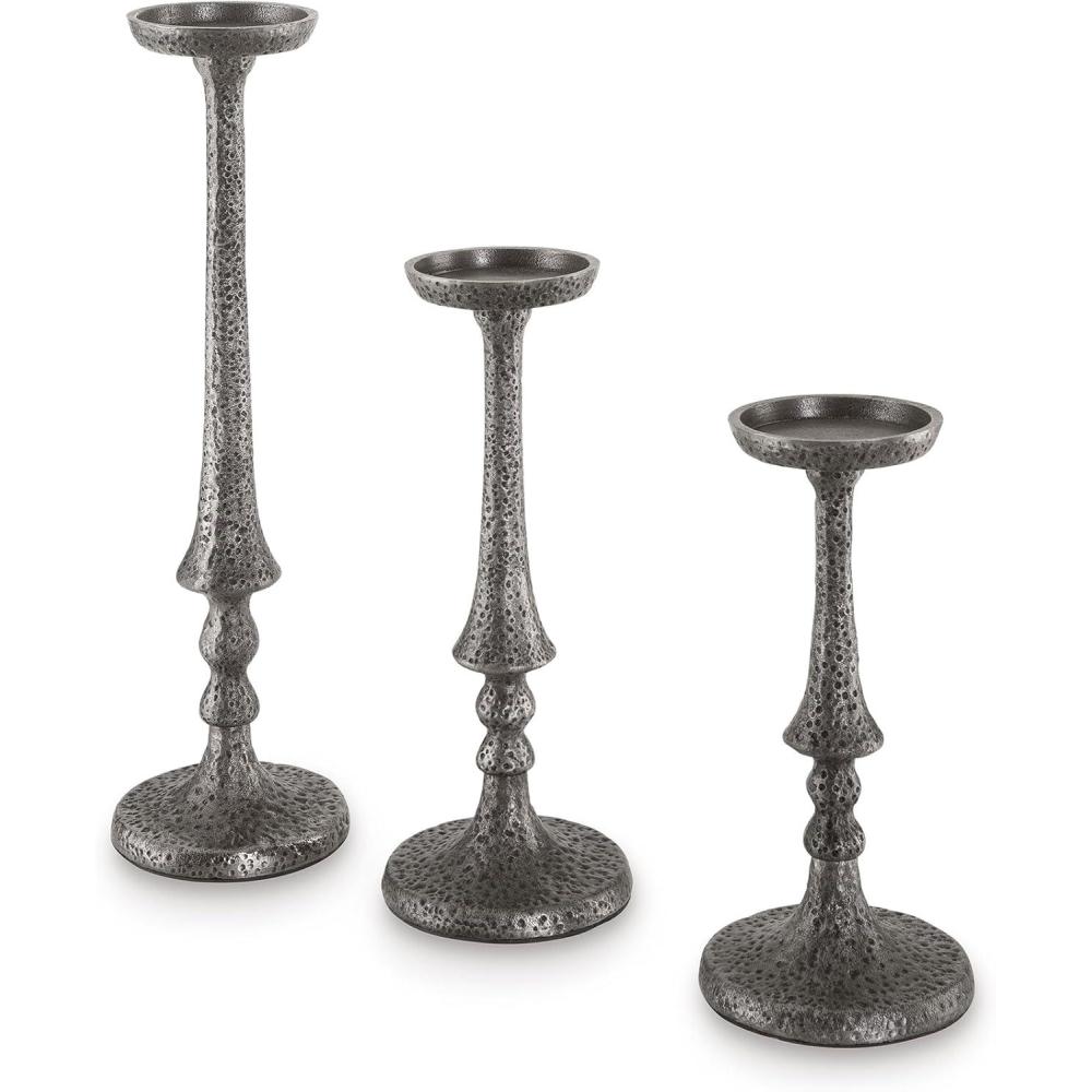 imageSignature Design by Ashley Eravell Casual Candle Holder Set for Pillar Candles Set of 3 Gray