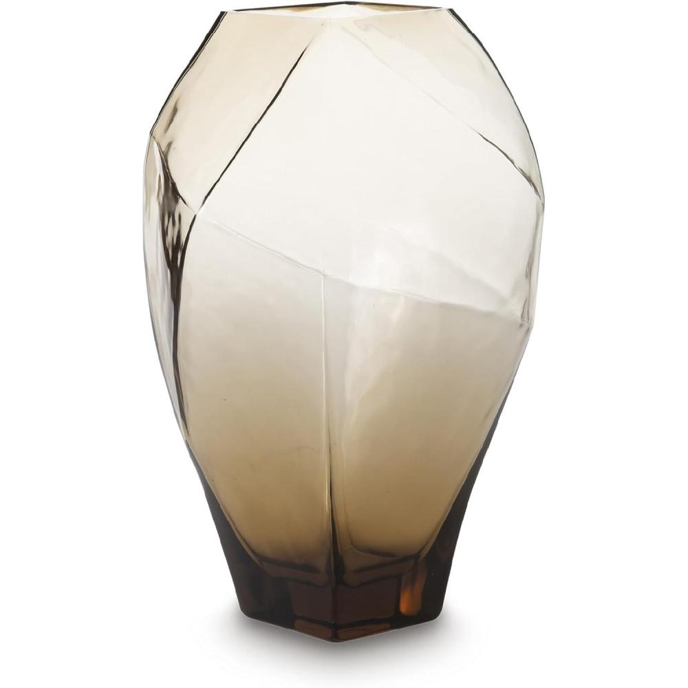 imageSignature Design by Ashley Ewart Vase Blown Glass Vase with Sculptural Form Light Brown Finish for Fresh Florals and Contemporary Centerpieces 788 W x 738 D x 1238 H