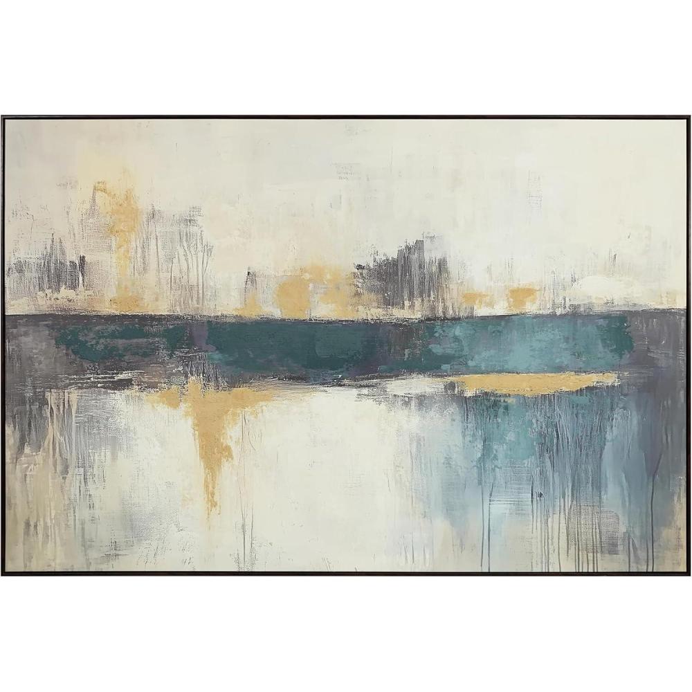 imageSignature Design by Ashley Gatesford Wall Art Large Gallery Wrapped Canvas with Hand Painted Embellishment Black Frame Contemporary Decor for Bedroom Den or Home Office