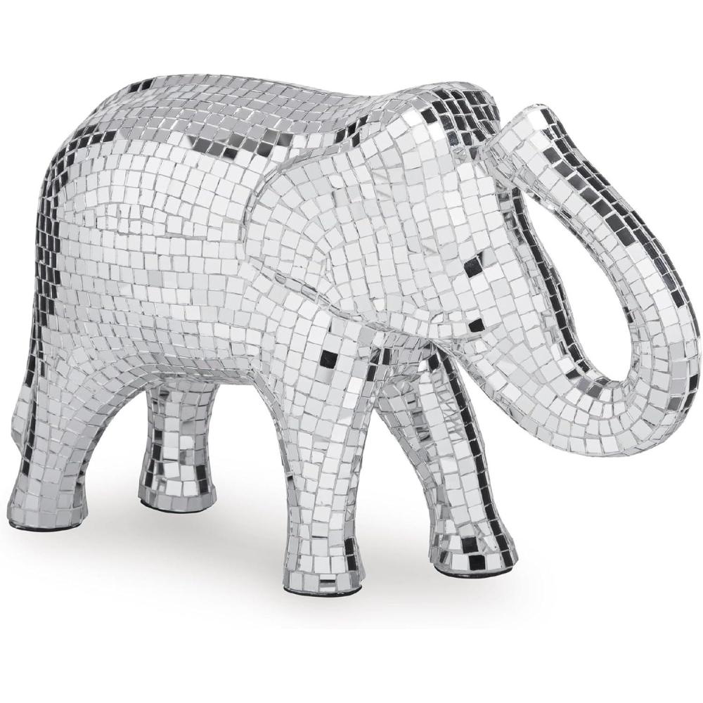 imageSignature Design by Ashley Hallmont Contemporary Hand Crafted Elephant Sculpture Metallic