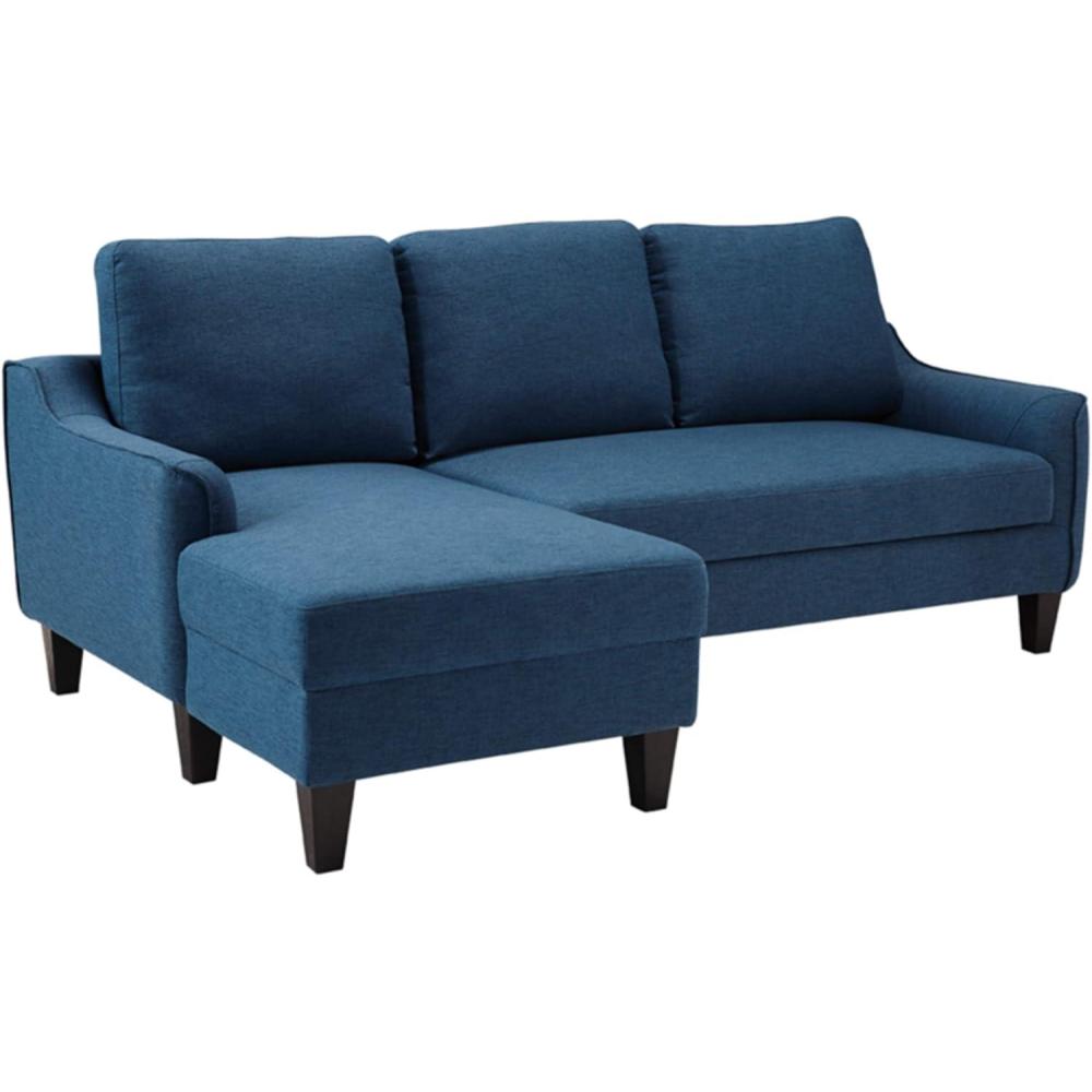imageSignature Design by Ashley Jarreau Modern Sectional Sleeper Sofa Couch with Chaise Lounge BlueSofa Chaise Sleeper Blue