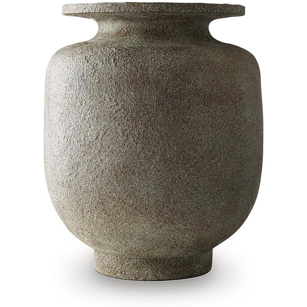imageSignature Design by Ashley Jedwick Decorative Vase Textured Polyresin StonewareLook Centerpiece for Faux Flowers Rustic Flower Vase for Living Room Decor Gray and Brown Finish
