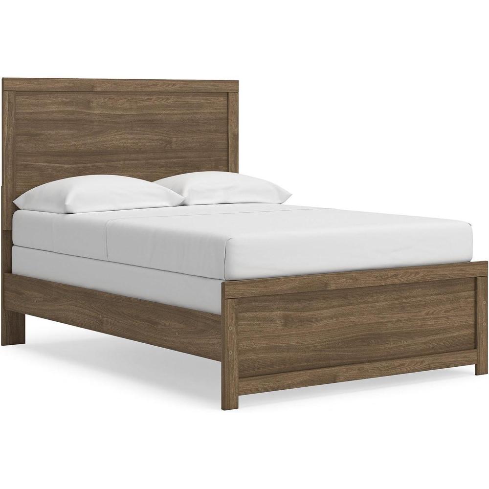 imageSignature Design by Ashley Jonnifer Full Bed Frame with Panel Headboard Warm Auburn WoodGrain Look Engineered Wood and Decorative Laminate Casual Bedroom Style