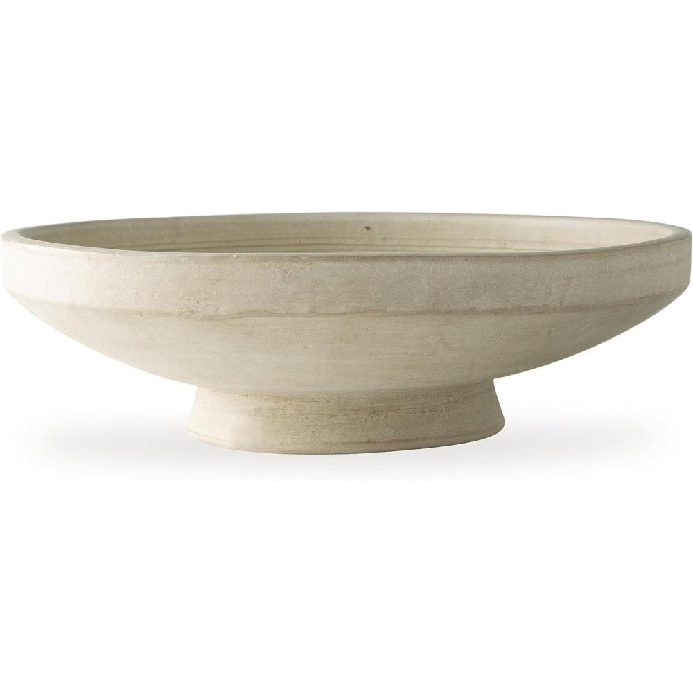 imageSignature Design by Ashley Justy Decorative Bowl Terra Cotta Accent With Antiqued Beige Finish for Table Displays and Centerpiece Styling 18 W x 18 D x 525 H