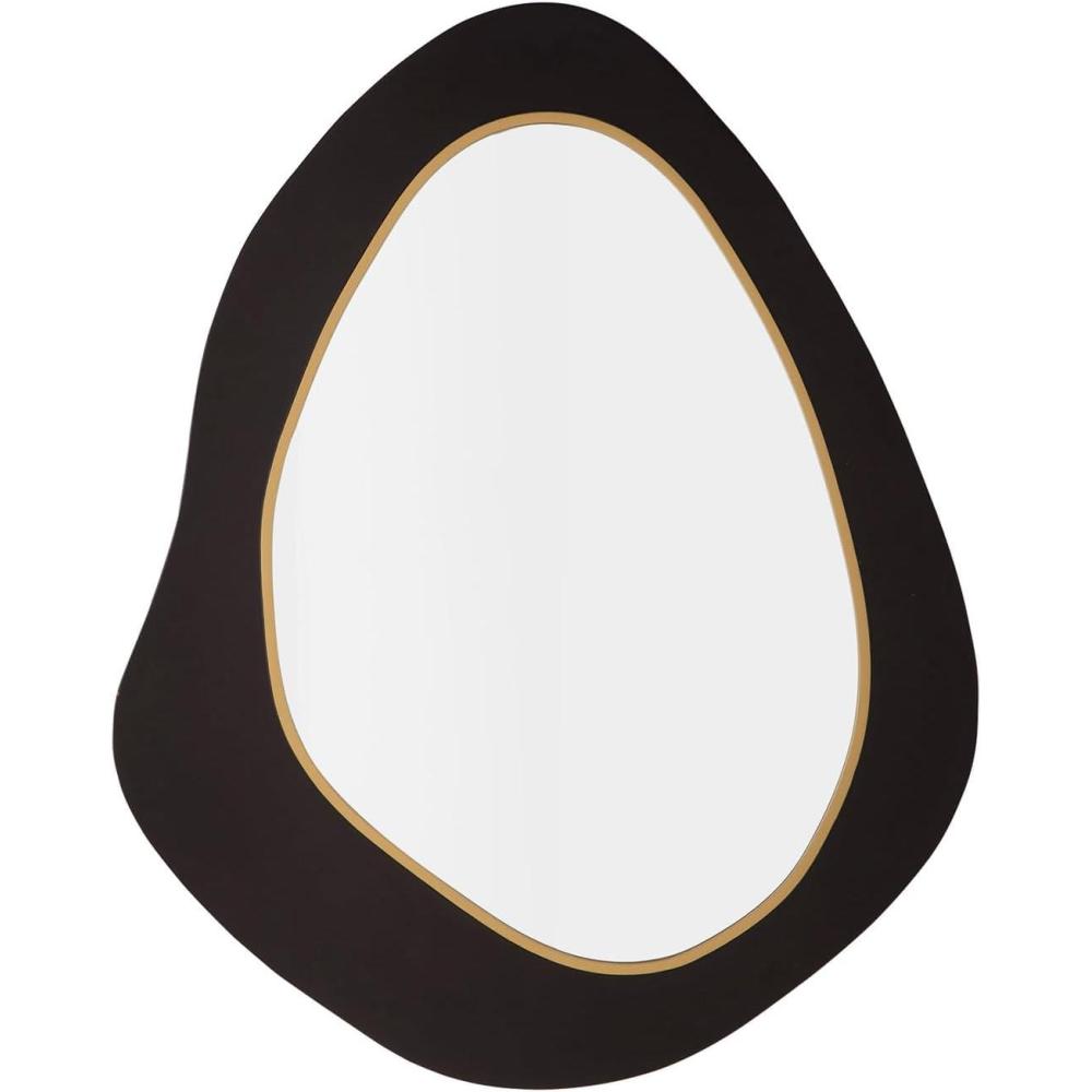 imageSignature Design by Ashley Kierlock Decorative Wall Mirror Organic Shape and Wooden Frame with Black and Goldtone Finish Vertical Hanging Accent for Entryway or Bedroom 32 W x 40 H