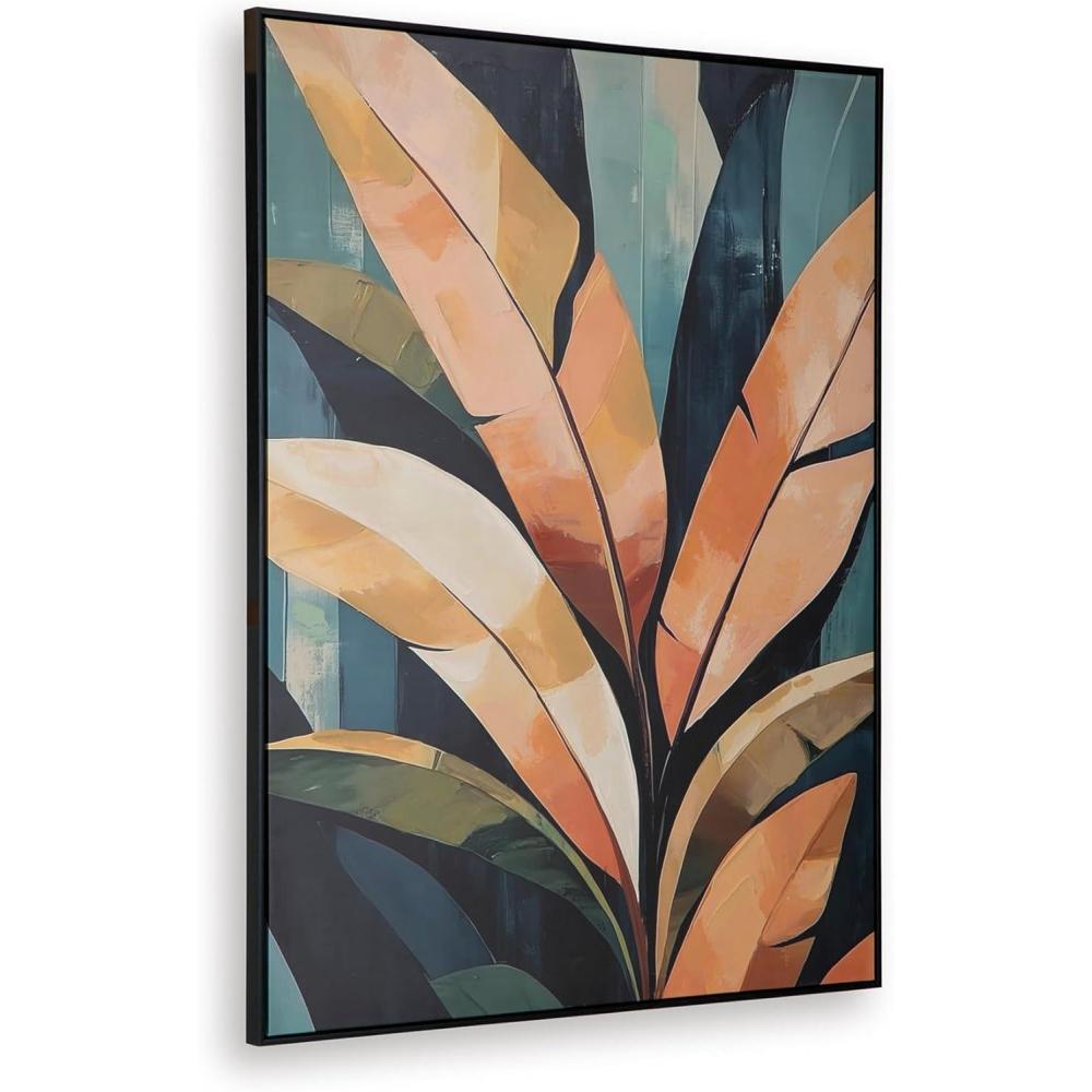 imageSignature Design by Ashley Laurelie Wall Art Large Gallery Wrapped Canvas with Hand Painted Embellishment Framed Black Finish for Living Room Entryway or Bedroom Decor