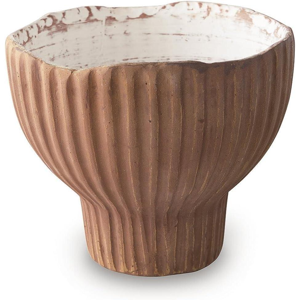 imageSignature Design by Ashley Orban Vase Terra Cotta Decor with Sienna and White Finishes for Faux Florals and Dried Arrangements Handcrafted Textured Accent 7 H