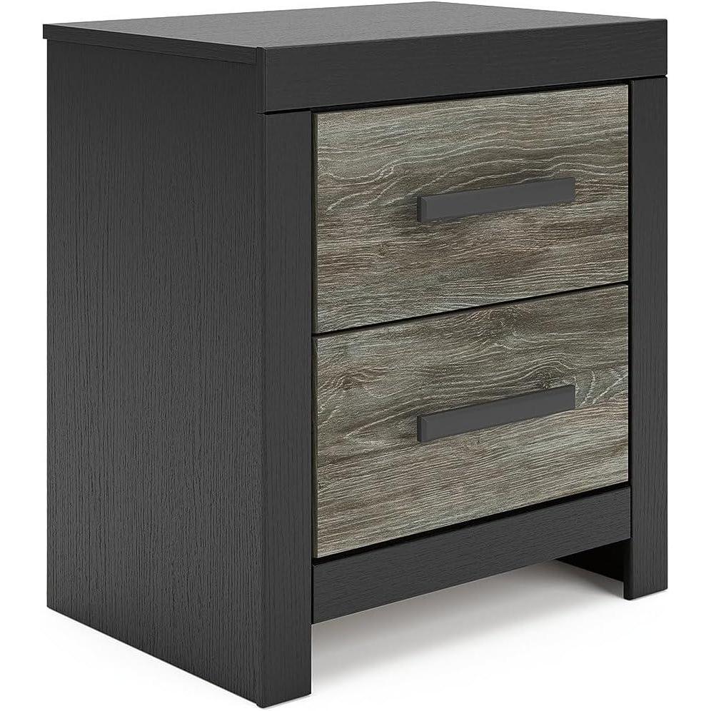 imageSignature Design by Ashley Ryderton Casual 2Drawer Nightstand Light GrayBlack Gray