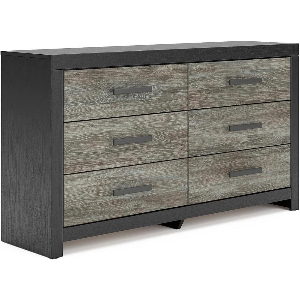 imageSignature Design by Ashley Ryderton Casual 6Drawer Dresser with Safety Stop Light GrayBlack  Gray
