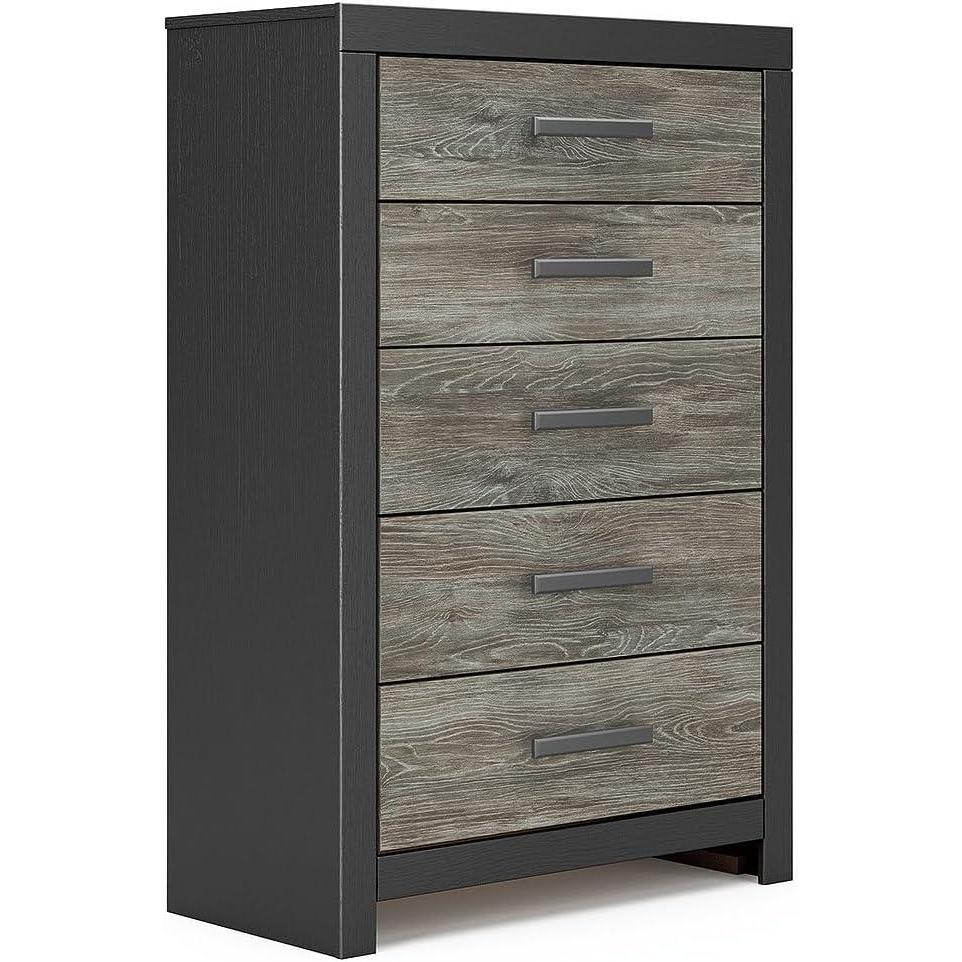 imageSignature Design by Ashley Ryderton Rustic 5Drawer Chest with Safety Stop Black amp GrayBlack Gray