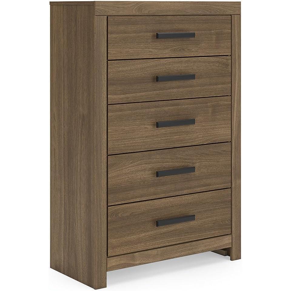 imageSignature Design by Ashley Ryderton Rustic 5Drawer Chest with Safety Stop Black amp GrayWarm Brown