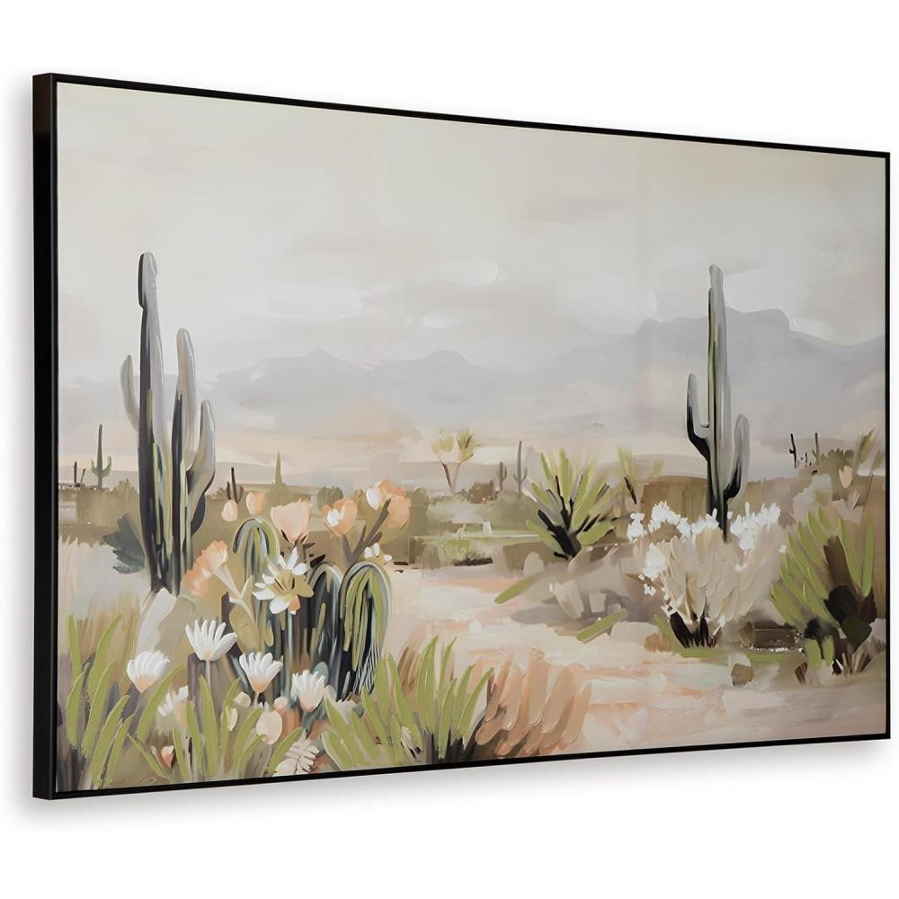 imageSignature Design by Ashley Sidworth Wall Art Large Gallery Wrapped Canvas with Hand Painted Embellishment Southwestern Decor for Living Room or Dining Room Desert Landscape