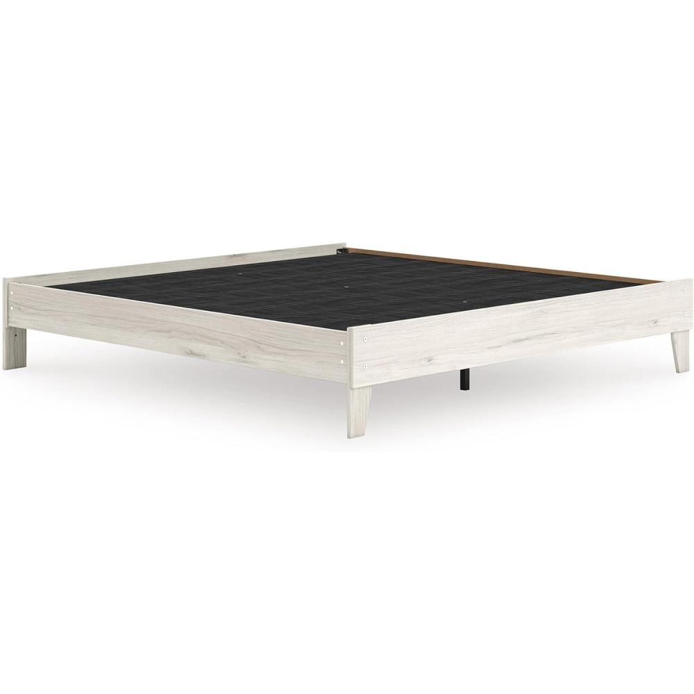 imageSignature Design by Ashley Socalle Scandinavian King Platform Bed Foundation or Box Spring Not Needed Whitewash