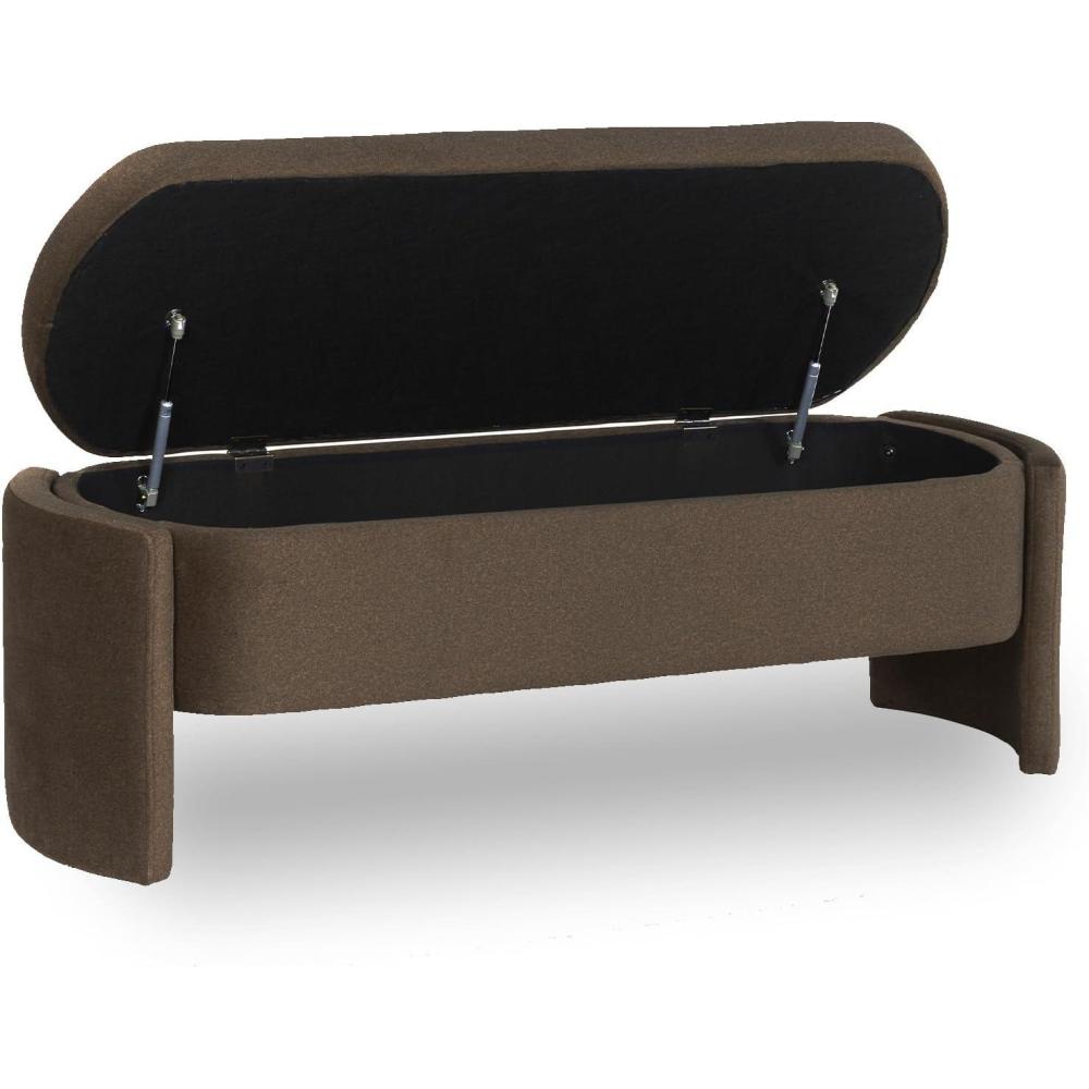 imageSignature Design by Ashley Vavuniya Upholstered Storage Bench with Hinged Seat and Hidden Compartment for Entryway or Bedroom Seating Capsule Shape in Heathered Brown