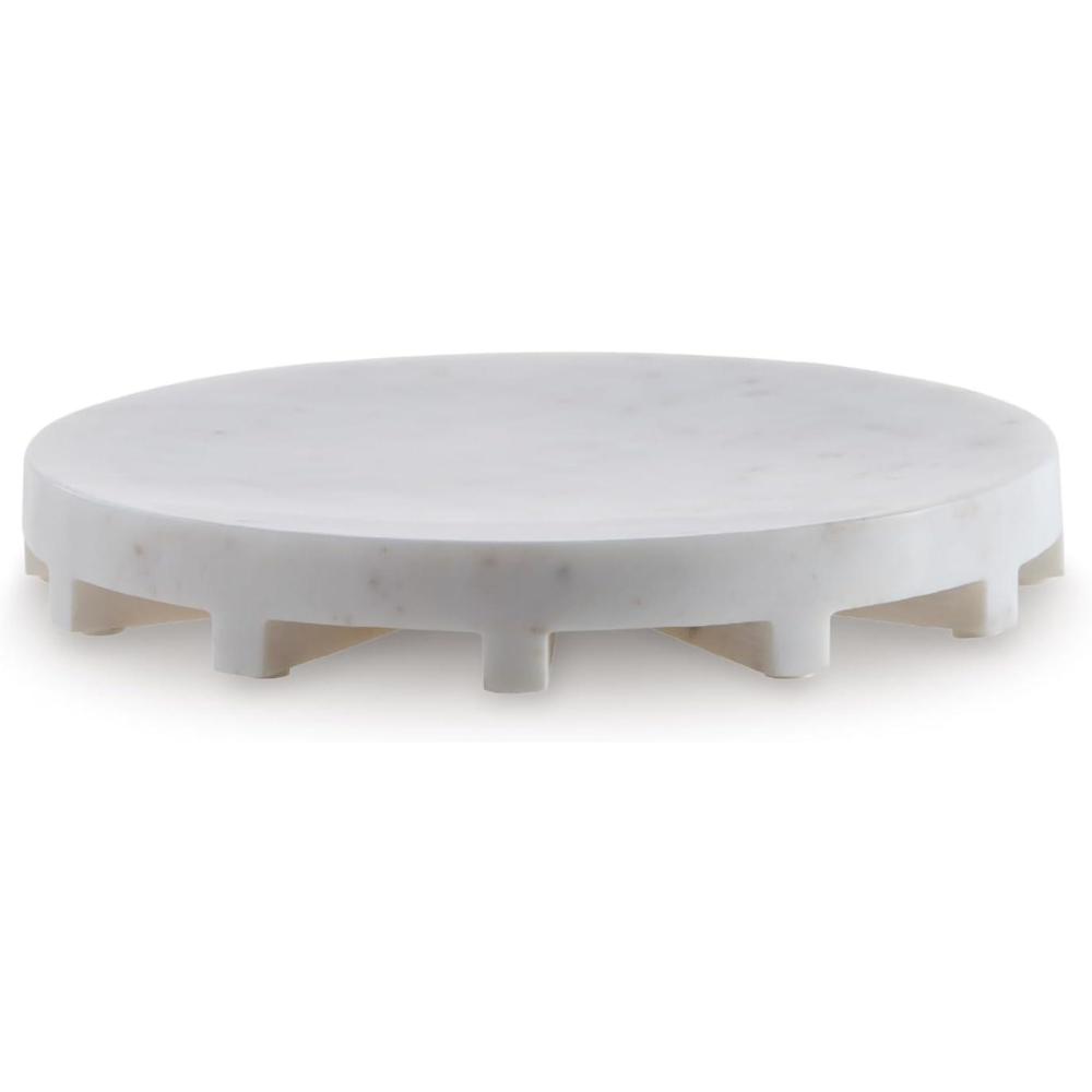 imageSignature Design by Ashley Wainmoore Casual Round FoodSafe Marble Tray White