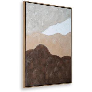 Signature Design By Ashley Fanthorne Contemporary Abstract Wall Art, Hand Painted, Framed, Gallery Wrapped Canvas, 36″ W x 1.63″ D x 48″ H, Tan/Brown/White