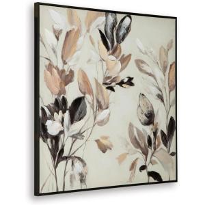 Signature Design By Ashley Trulow Floral Wall Art, Hand Painted Embellishment, Framed, Gallery Wrapped Canvas, 40″ W x 1.38″ D x 40″ H, Tan/Brown/Black
