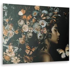 Signature Design By Ashley Valfer Contemporary Floral Wall Art, 3D Print on Glass, Sawtooth Bracket for Hanging, 48″ W x 1″ D x 36″ H, Orange/Black/White