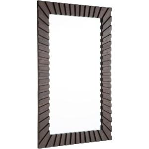 Signature Design by Ashley Advin Decorative Wall Mirror with Wooden Frame Sunburst Design, Vertical or Horizontal Hanging for Bedroom or Entryway, Dark Brown, 30.13″ W x 48″ H