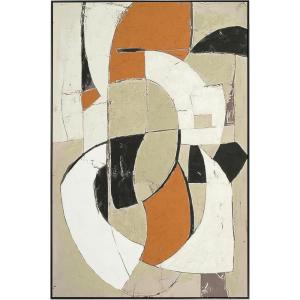 Signature Design by Ashley Anchorstone Wall Art, Large Gallery Wrapped Canvas with Hand Painted Embellishment, Black Frame, Contemporary Decor for Office or Den, Multicolor