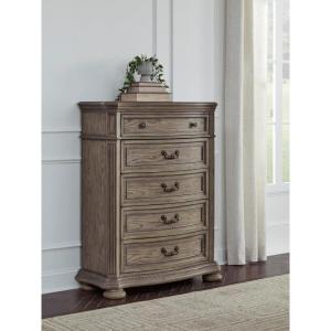 Signature Design by Ashley Ardenfield Traditional Tufted King Upholstered Sleigh Bed, Foundation or Box Spring Needed, Light Brown & White(20″D x 42″W x 54.5″H (5 Drawers))
