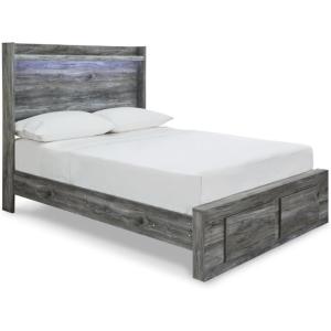 Signature Design by Ashley Baystorm Casual Queen Panel Platform Bed with 2 Storage Drawers and LED Light, Foundation or Box Spring Not Needed, Gray(Grey)