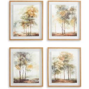 Signature Design by Ashley Bryneford Rustic Rectangular Framed Wall Art Set 23 x 27 Inches, Set of 4, Beige & Light Brown