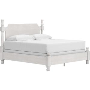 Signature Design by Ashley Chadworth Traditional Poster Bed, Foundation or Box Spring Needed, King, White(King Poster Bed)