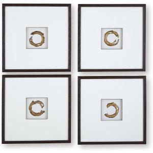 Signature Design by Ashley Dallbourne Wall Art Set of 4, Abstract Neutral Framed Decor with Hand Painted Embellishments, Shadowbox Design for Living Room or Dining Room Walls