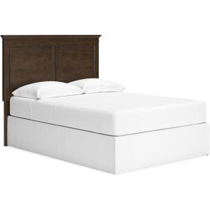 Signature Design by Ashley Danabrin Full Panel Headboard, Casual Farmhouse Look, Hardwood Solids, Birch Veneer, MDF, Brownish Cherry Finish, Bedroom Update, Warm Style