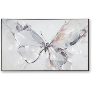 Signature Design by Ashley Dashwick Wall Art, Large Gallery Wrapped Canvas with Hand Painted Butterfly, Black Frame, Horizontal Hanging Decor for Living Room, Bedroom or Entryway