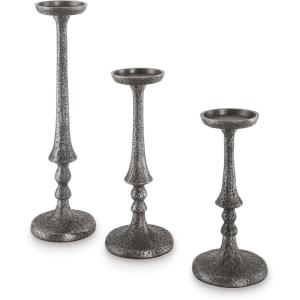 Signature Design by Ashley Eravell Casual Candle Holder Set for Pillar Candles, Set of 3, Gray