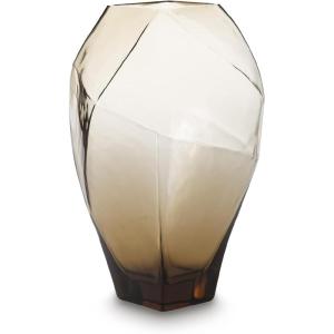 Signature Design by Ashley Ewart Vase, Blown Glass Vase with Sculptural Form, Light Brown Finish for Fresh Florals and Contemporary Centerpieces, 7.88″ W x 7.38″ D x 12.38″ H