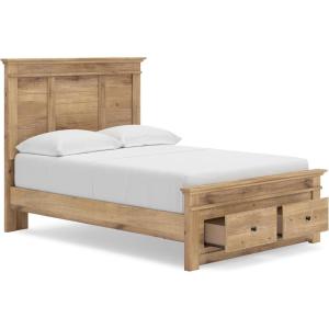 Signature Design by Ashley Fenderport Full Bedframe with Storage Drawers, Platform Bed with Headboard, Cottage Casual Style Bedroom Furniture, Natural Brown