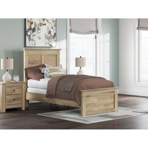 Signature Design by Ashley Fenderport Twin Bed Frame with Panel Headboard and Footboard, Cottage Bedroom Style for Kids and Guest Rooms, Natural Brown
