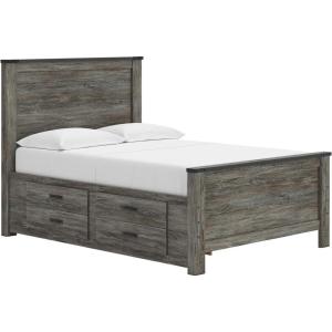 Signature Design by Ashley Frandern Full Platform Bed with Storage, 2 Drawers, Engineered Wood with Rustic Oak Grain Laminate, No Box Spring or Foundation Needed, Warm Gray, Industrial Style