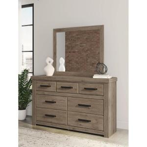 Signature Design by Ashley Garistyn Dresser with Mirror, Rustic Bedroom Set with Wood and Decorative Laminate, Horizontal Storage Furniture with Drawers