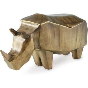 Signature Design by Ashley Gentwell Contemporary Tabletop Polyresin Rhino Sculpture, Metallic