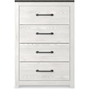 Signature Design by Ashley Gerridan Chest, Tall Dresser with Four Smooth-Gliding Storage Drawers, Casual Design, Bedroom Furniture with White Rustic and Gray Finish